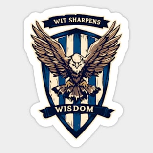 Wit Sharpens Wisdom - Eagle - Shield - Fantasy Sticker